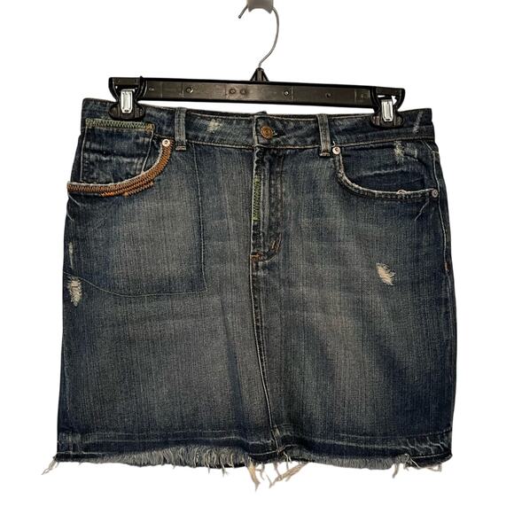 Ralph Lauren Skirt Melanie Raw Edge Denim Size 29 Medium - Picture 1 of 8